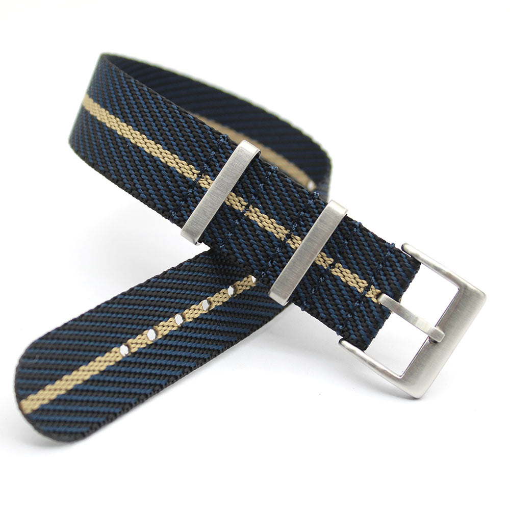 Blue and Beige Tudor Style Nato Strap In Nylon 18mm 20mm 22mm