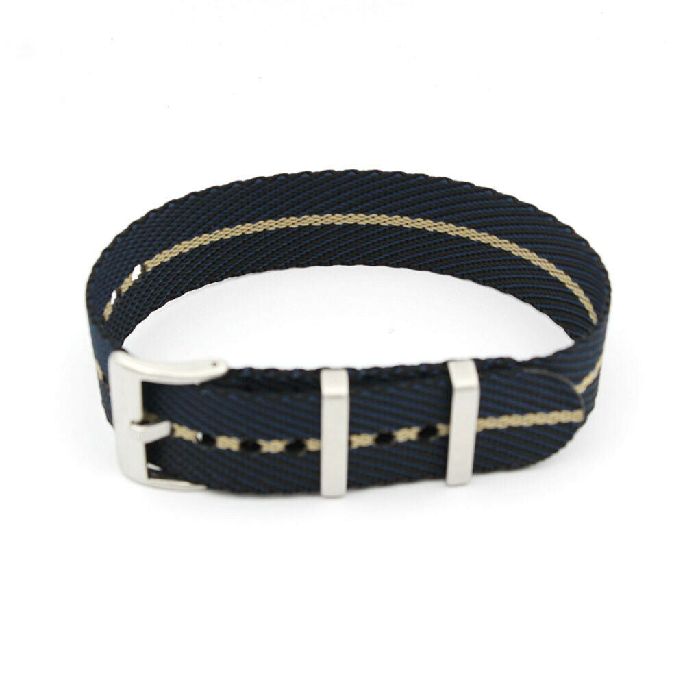 Blue and Beige Tudor Style Nato Strap In Nylon 18mm 20mm 22mm